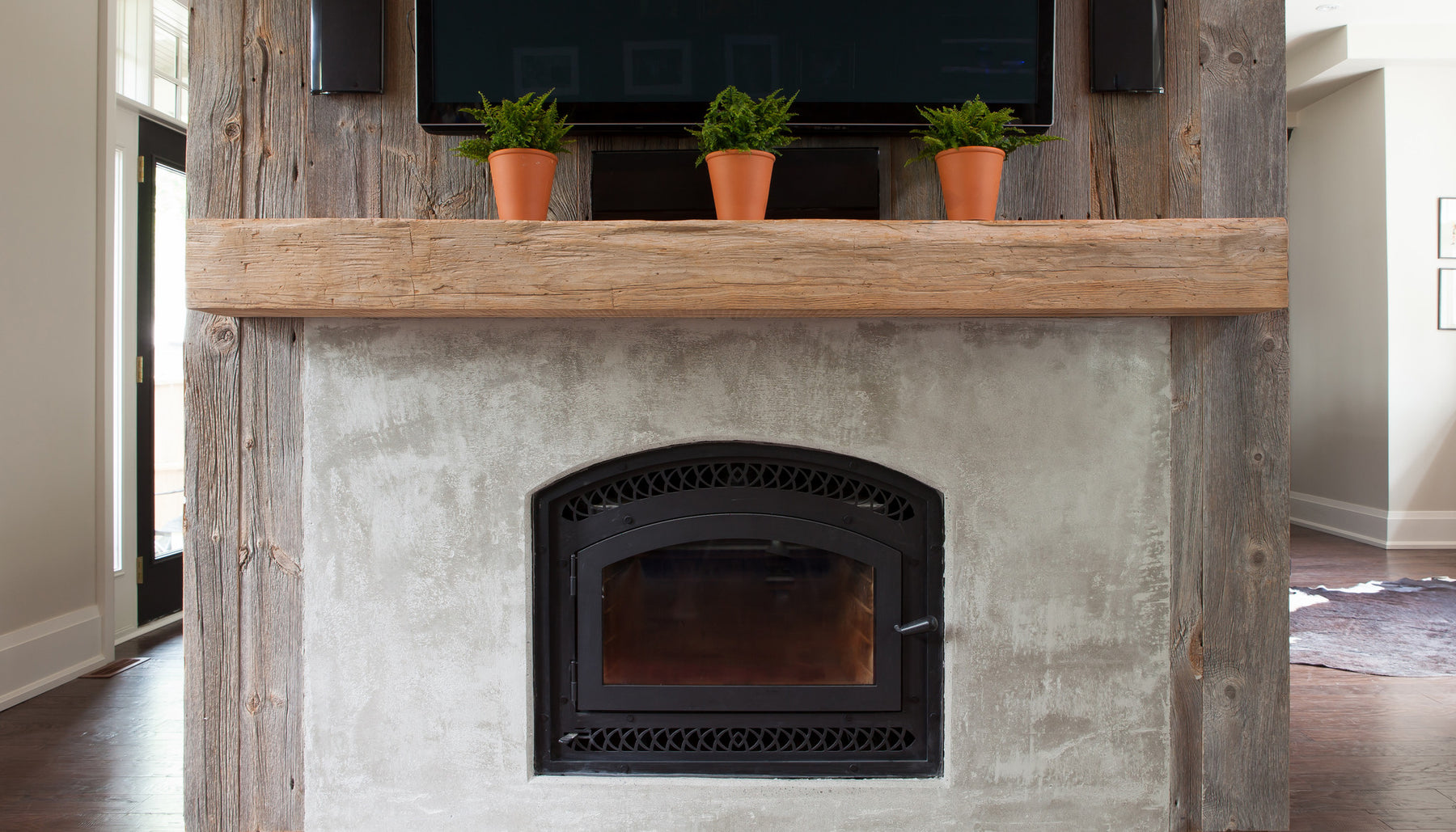 Rustic fireplace