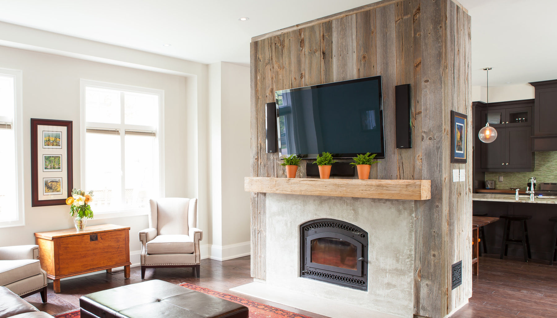 Rustic fireplace