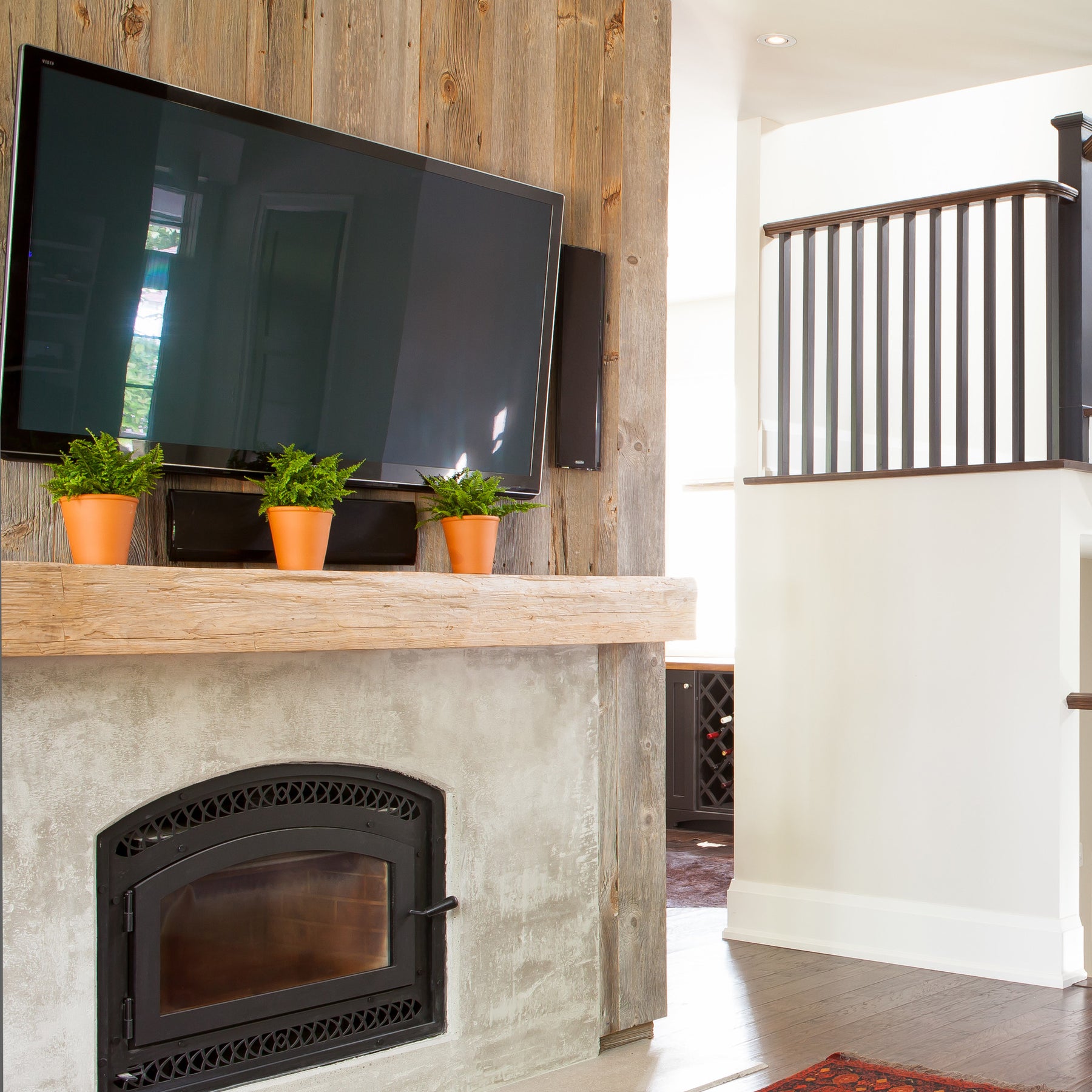 Rustic fireplace